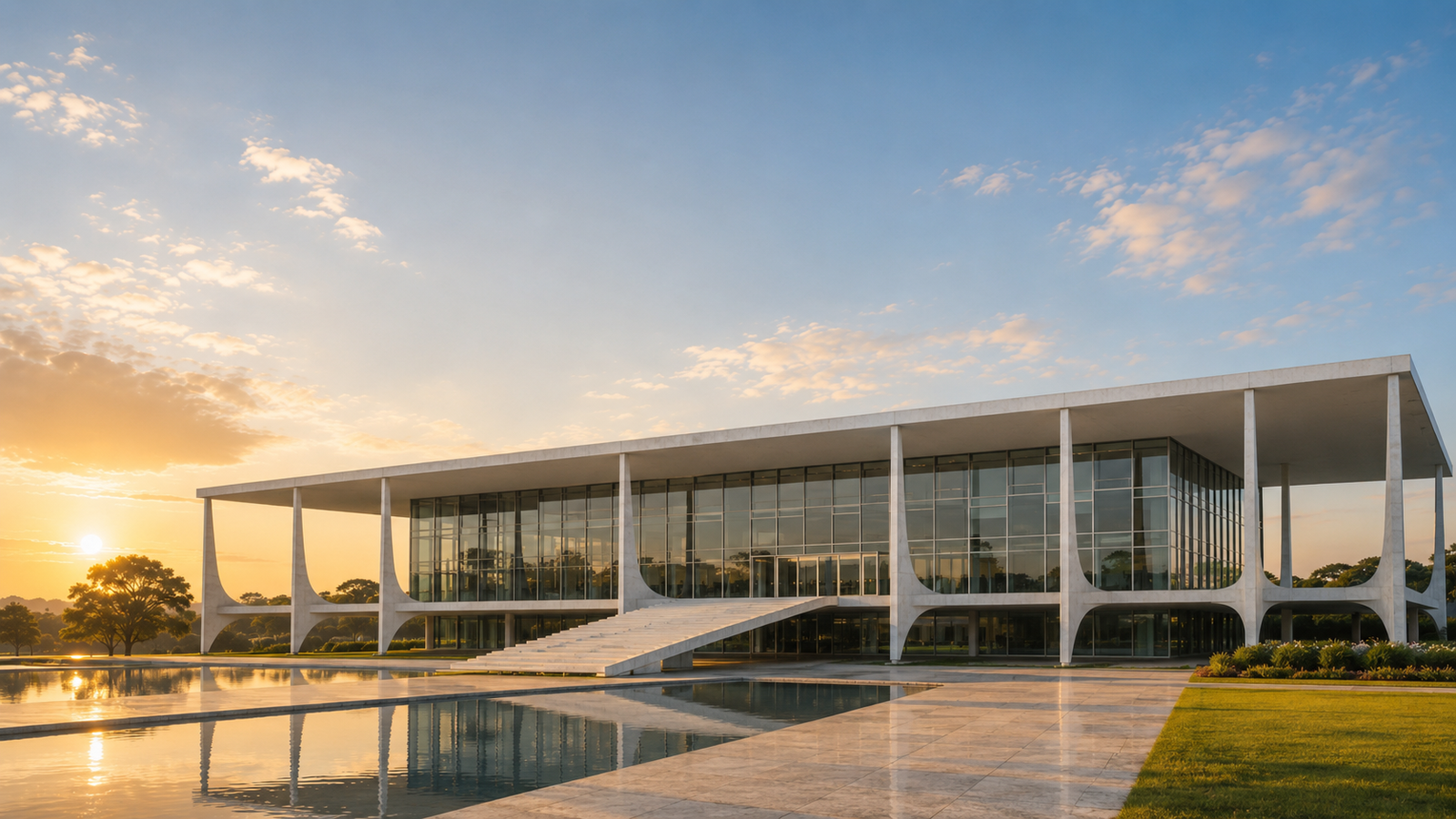 Palácio do Planalto ao pôr do sol, representando o direito ao reajuste de 28,86% dos servidores federais